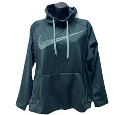 Nike Dri-Fit Hoodie Women s M Center Big Swoosh Sweatshirt Fleece Lined Running