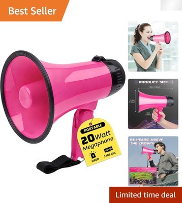 Multi-Function Deeppink Megaphone Bullhorn with Voice Recorder & Carry Strap