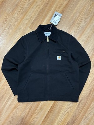 Sz M - Carhartt WIP Detroit Jacket (Black/Black) Rinsed Canvas Spring Model NWT