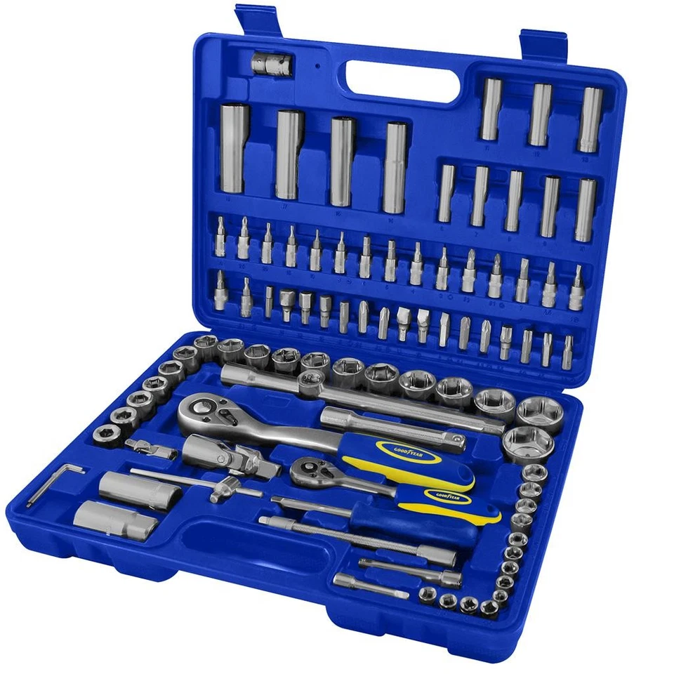 Goodyear Socket Set Screwdriver Bits Ratchet 1/2" 1/4" Tool Wrench Bit Kit 94pc - Image 2 of 4