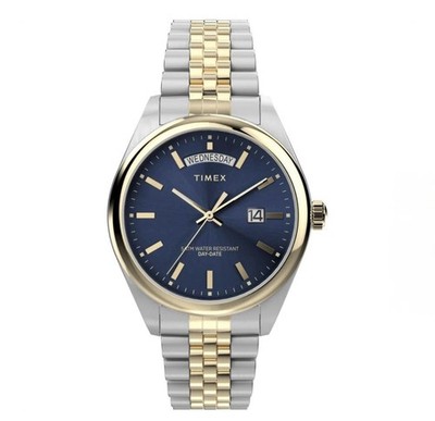 Timex Legacy TW 2W42600 VQ Men's Blue Dial Two-Tone Steel Bracelet Day/Date