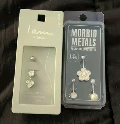 Surgical Steel Belly Button Ring Piercings, Naval Ring Flower 14 Gauge Hot Topic