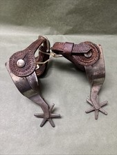 Antique Pair Of Kelly Spurs, Old Western Cowboy Spurs, Horses W/Leather Straps 