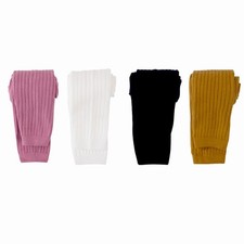 4 Pack Girls Cotton Cable Knit Leggings Footless Tights Solid Thick Full Leng...