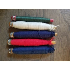 Antique Wooden Yarn Spool Spindle Bobbins