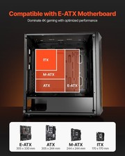 New PC Gaming Case, Full-Tower, Computer Case with High-Airflow Panel, Magneti