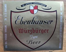 Metropolis Brewery Co. NY.  EBENHAUSER WURZBURGER TYPE BEER Label
