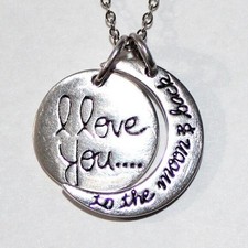 Sterling Silver Love You To The Moon  Back Necklace