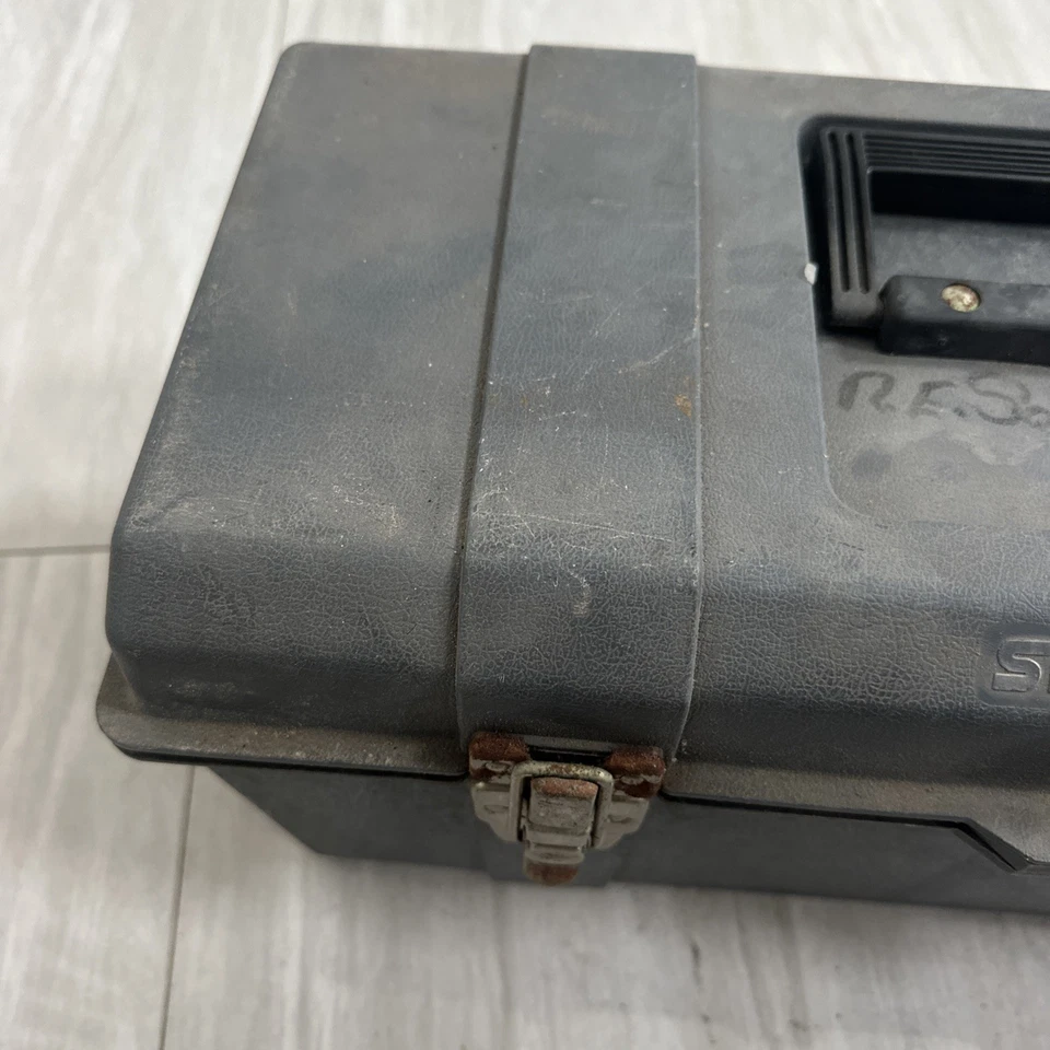 Vintage Stack On Lockable Tool Box Chest W/ Tray 19x9x9.5” Gray Made In USA - Image 2 of 4