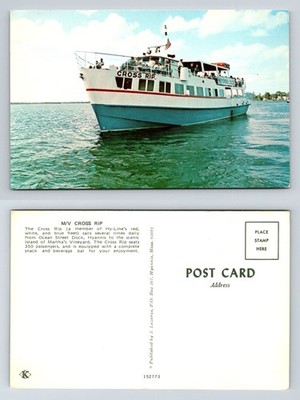 Cross Rip Passenger Ferry Martha s Vineyard MA Postcard Koppel Chrome Unposted