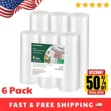 Commercial Vacuum Sealer Bags 6 Pack - 3 Rolls 8"x20' and 3 Rolls 11"x20'