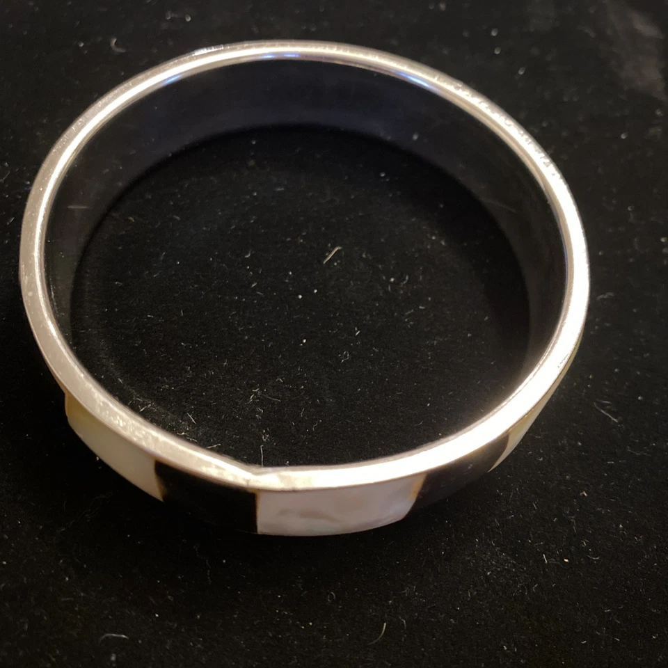 贝壳手镯海贼王手链黑白镶嵌银色 — 第 3/4 张图片