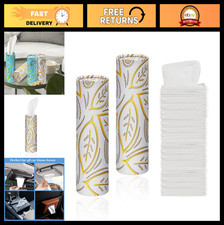 Car Tissue Holder with 2 Cylinder Packs 34 Refill Tissues - White, Auto Access