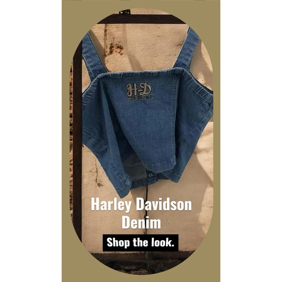 Винтажный 90-х Harley Davidson женщин джинсовой ткани бюстье корсет сексуальный Moto гранж мотоциклиста - Изображение 3 из 4