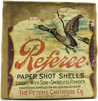 EMPTY Peters Referee 12 Ga Paper Shot Shells Box 2 Piece Ducks NO AMMO