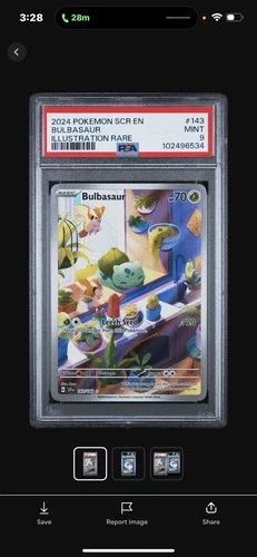 Pokémon TCG Bulbasaur Full Art Holo Card 143/142 Stellar Crown PSA 9