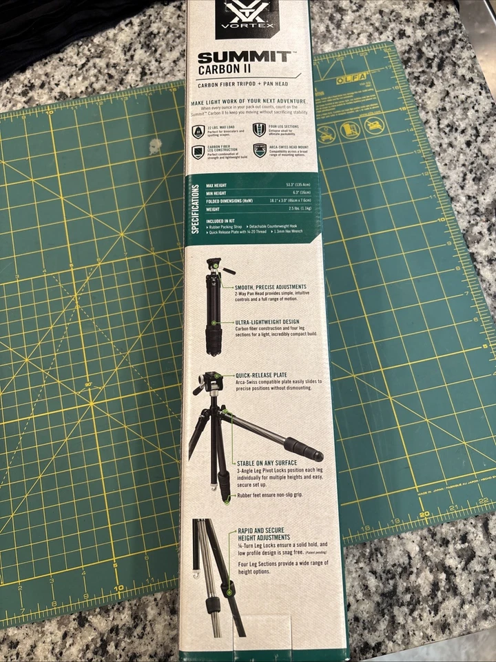 Vortex Optics Summit Carbon II Tripod Kit Tripod and Pan Head - Image 2 of 2