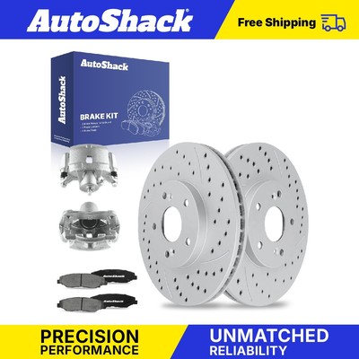 Front & Rear Drilled Slotted Brake Rotors With Ceramic Pads For Honda Accord 2.4L 3.5L - View #2