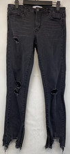 Vervet Jeans - Womens Size 28 - Black - Raw Hem - Zipper Ankle Distressed 3504 