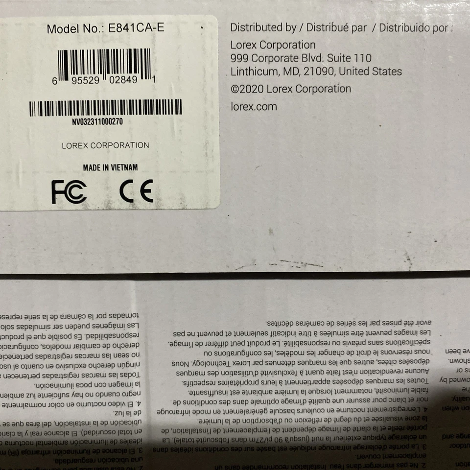 Lorex E841CA-E 4K Ultra HD IP Security Bullet Camera - White BRAND NEW IN BOX - Image 4 of 4