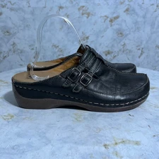 Spring Step 41 Womens Sz 9.5 Shoes Black Brown Leather Mule Comfort Clog Loafers