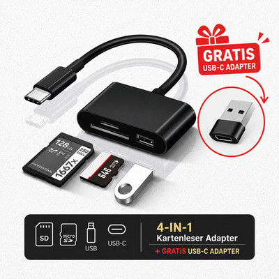 3-in-1 USB-C OTG Adapter   SD/TF Kartenleser + USB Port, Universal