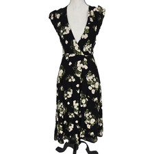 Reformation Floral Wrap Dress Small Silk V neck Romantic