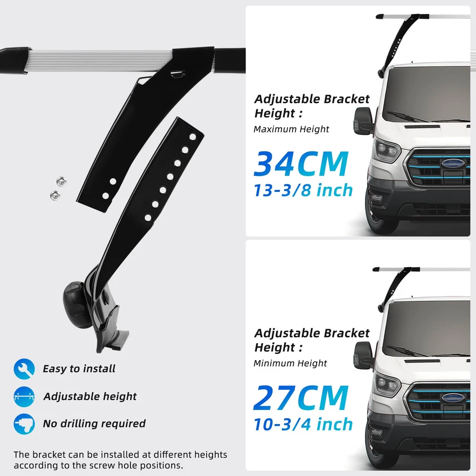 For Mercedes-Benz Sprinter 63" Van Rain Gutter Roof Rack Cross Bar Cargo Carrier Foto 4 de 4