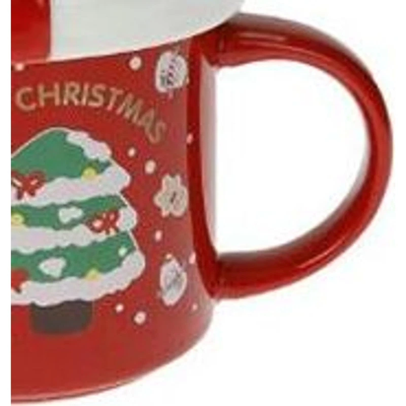Mug Natale con Tappo e Cucchiaino Babbo Natale BRANDANI Ginger Rosso 400 ml, fotografia 6 di 9