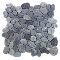 Divero 1 Fliesenmatte Mosaikfliese Flusskiesel Naturstein Anthrazit 32 X 32 Cm
