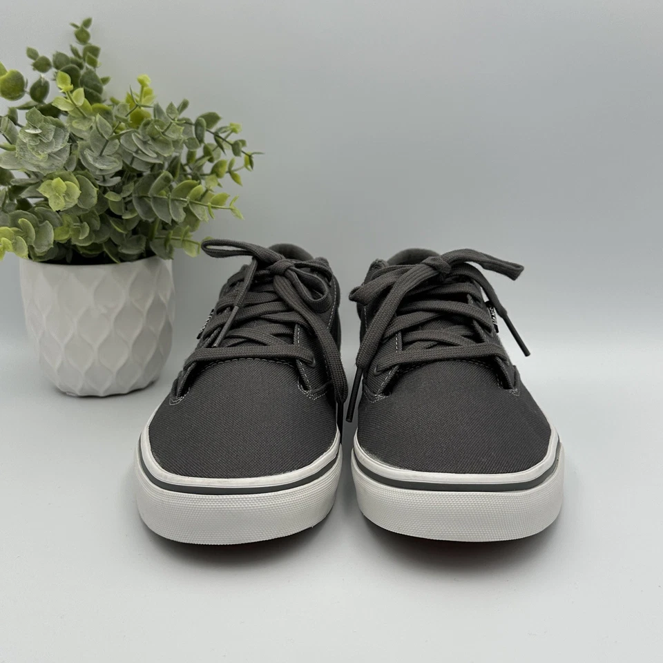 Vans Niños Clásico Gris Blanco Lona Con Cordones Tenis Zapatos Talla 7Y Foto 4 de 4