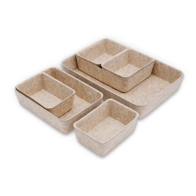 Office Drawer Organizers Felt Storage Bins 7 Piece Nordic Style Oatmeal