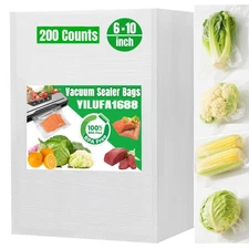 200 Quart Vacuum Sealer Bags for Food Saver Freezer Bag 6"x10" Vacuum Seal So...