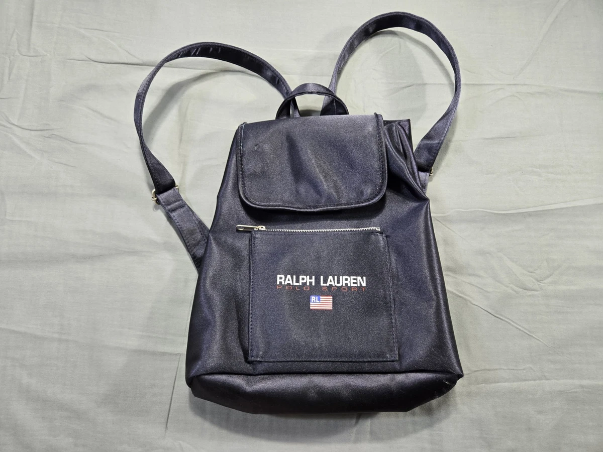 Vintage 90's Y2K Ralph Lauren Polo Sport Blue Silky Nylon Backpack