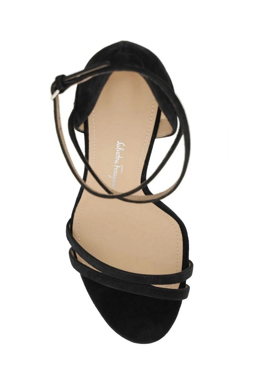 Salvatore Ferragamo $950 Ines X5 Ankle Strap Heeled Sandals Black