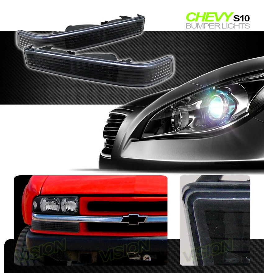 Luz de parachoques de estacionamiento con señal de giro transparente negra K2 para 98-04 Chevy S10 Blazer Sonoma Foto 2 de 2