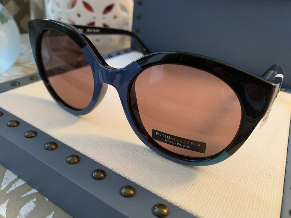 BCBGMAXAZRIA B916 Black Blue Teal Retro Designer Sunglasses  display picture 1