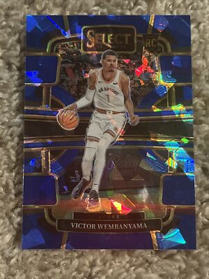 2023-24 Panini Select Victor Wembanyama Blue Cracked Ice Prizm 