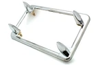 Chrome Motorcycle License Plate Tag Frame & Impaler Spike Lic Fastener Bolts