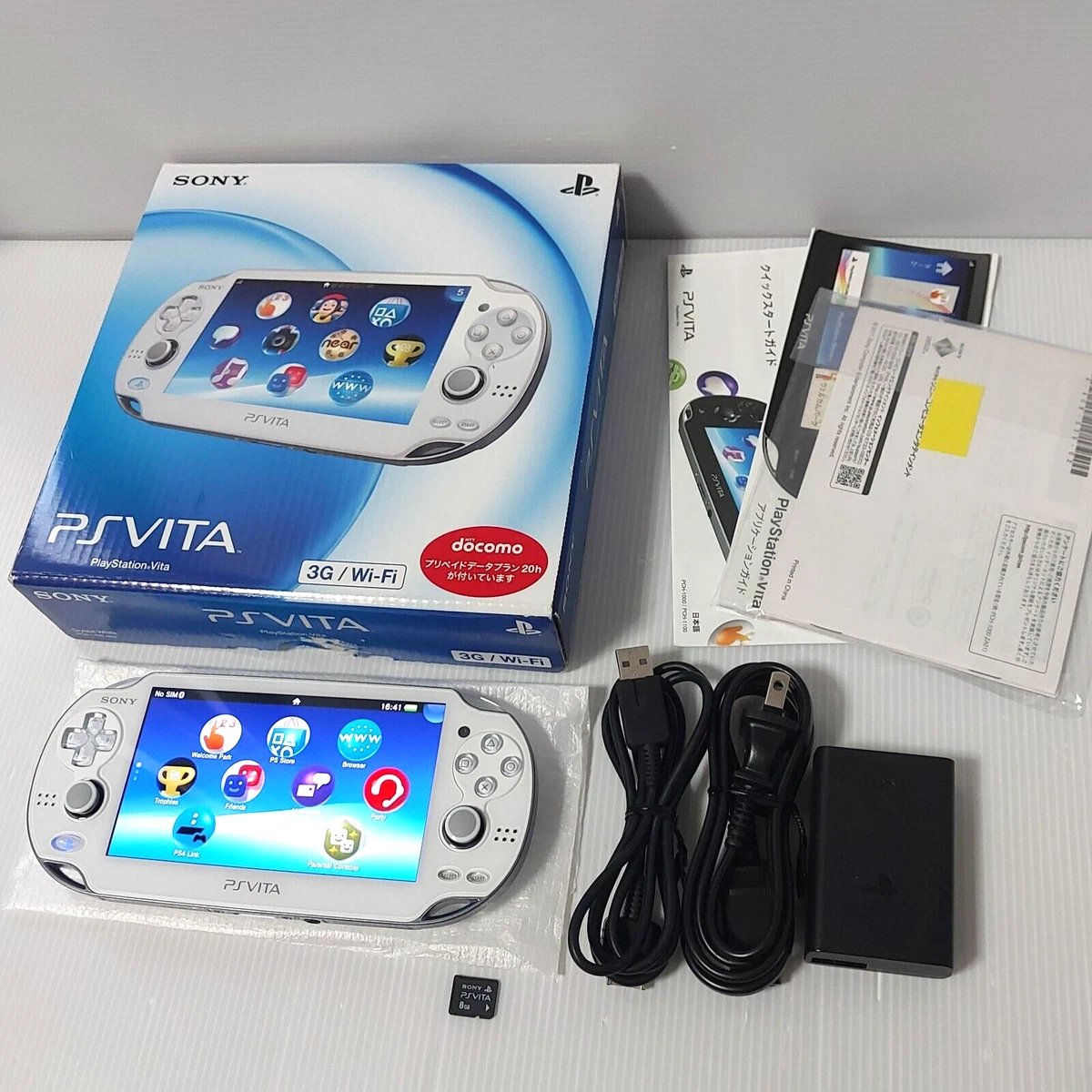 PS Vita console PCH-1100 Crystal White OLED SONY Tested w/charger