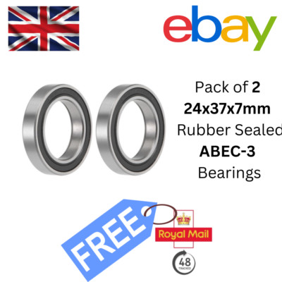 24 x 37 x 7 mm MR24377-2RS 2er-Packung Gummi abgedichtete Lager UK Lager ABEC-3 Klasse