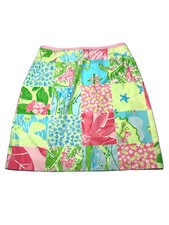 VTG Lilly Pulitzer Womens Patchwork Floral Print Lined A Line Skirt Sz 6