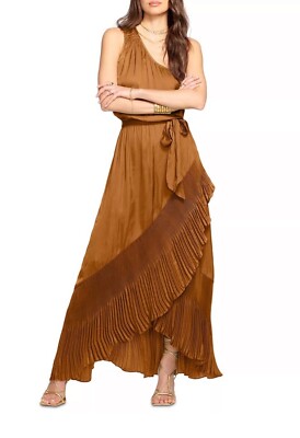 open lace back dress Copper Pleated Midi Dress – Gabi Swimwear main image 1