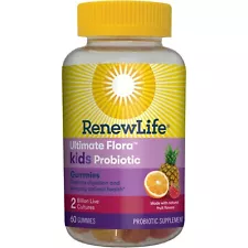 Renew Life Kids - 60 Probiotic Gummies Supplement Dairy & Soy Free - 2 Billion..