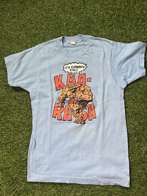 Thing The Fantastic Four Vintage Shirt 1985 Blue Medium Excellent Condition