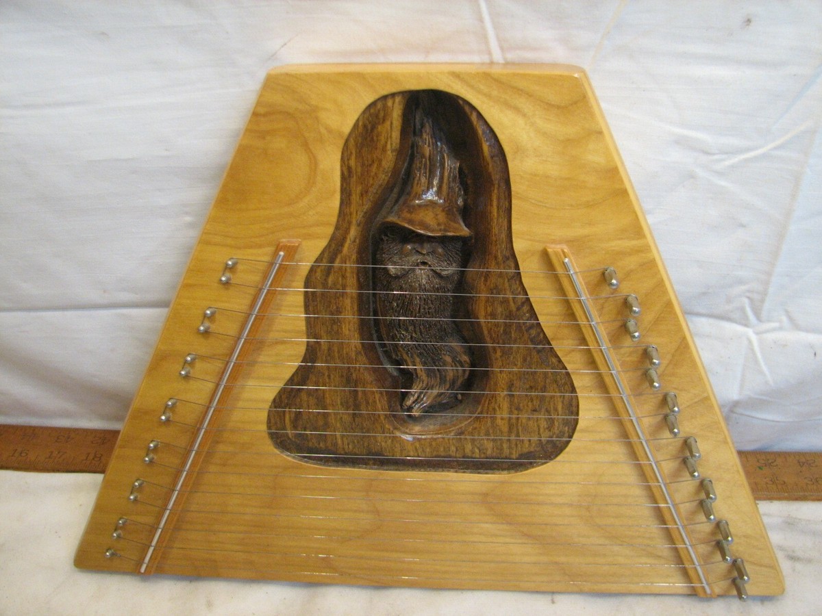 Hand Carved Lap Musical Instrument Old Man Figural Zither Ah-Weh
