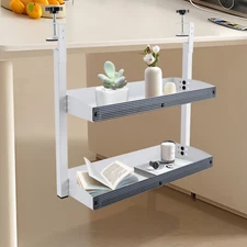 2-Tier Shelving with Adjustable Storage,White Storage Tray,for Living Rooms