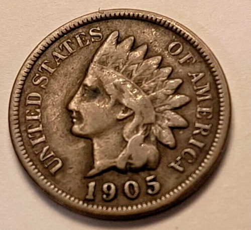 #678 USA 1905 Indian Head Penny VF Cond Vintage Collectible American Cent Coin