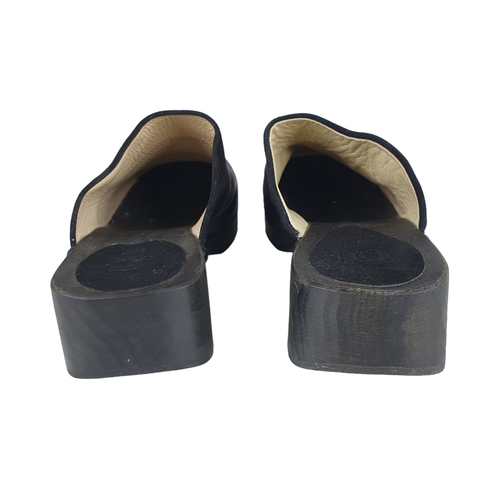Vintage Chanel Womens Black Suede Wood Clogs Mules UK 7 EU 40 eBay