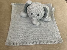 Modern Baby Elephant Knit Lovey Gray 9.5" Plush Security Stuffed Animal Crochet